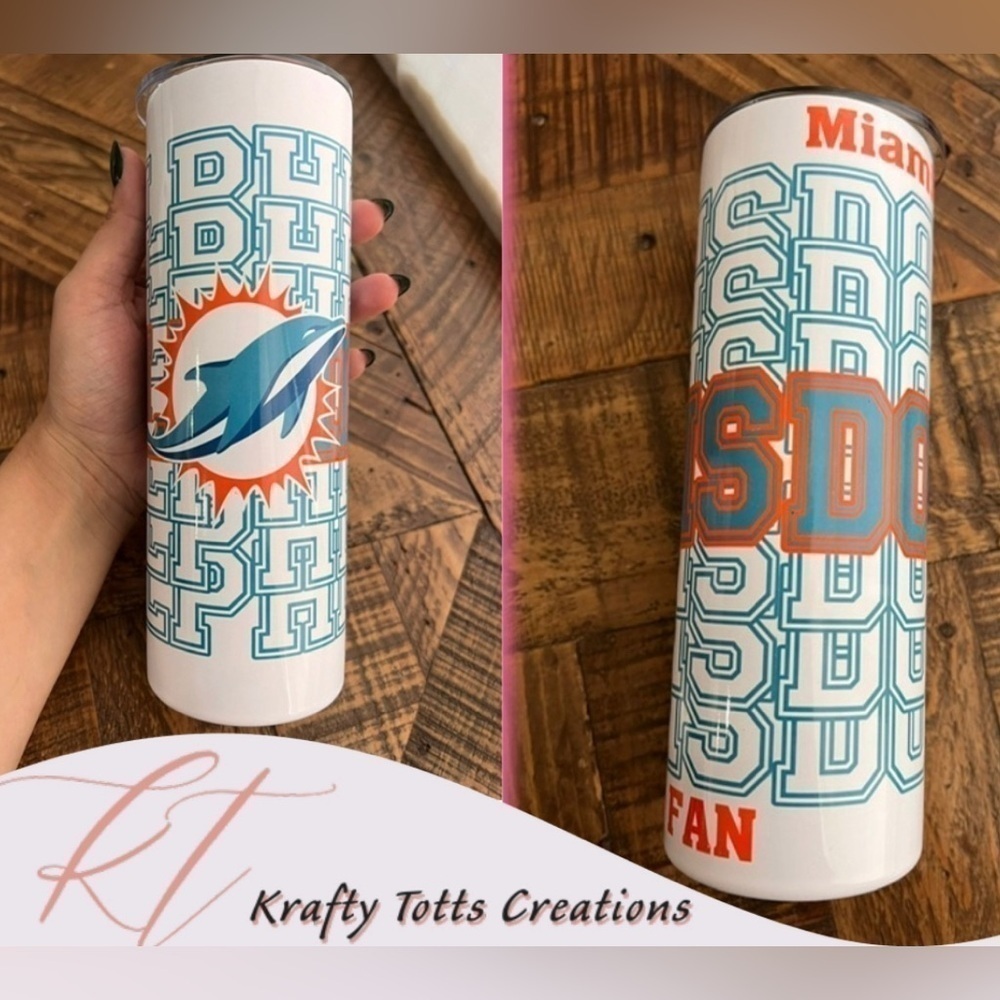 20oz Dolphins Football Tumbler